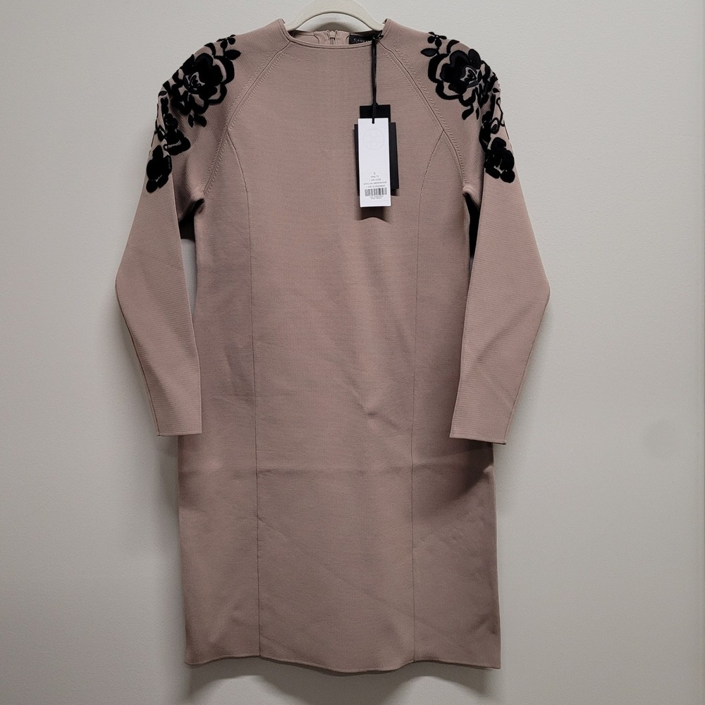 Carlisle Collection Waltz Mocha Meringue Embroidered Sheath Dress 1-DR-5105 S